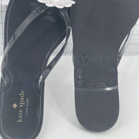 Kate Spade Jessa‎ Flip Flop Sandal Daisy Flower Women's Size 6 Black White New - Picture 10 of 12
